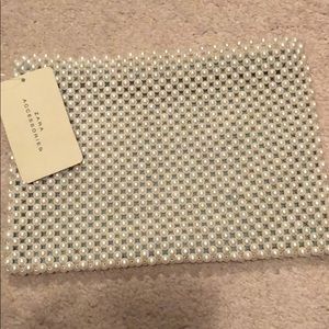 Zara Pearl Zip Clutch